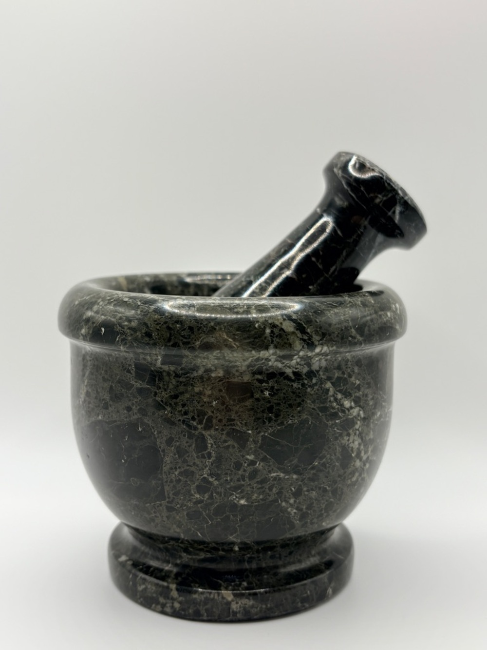 Black Onyx Mortar & Pestle Set Heavy Solid Stone Grinder Kitchen Decor